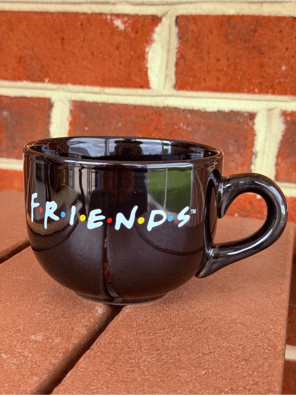 Warner Bros. FRIENDS Black Ceramic Coffee Mug with Color Dot Accents